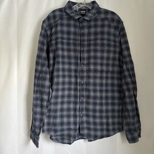Under Armour Flannel Shirt Mens Size XL Blue Gray Long Sleeve Snap Button Plaid